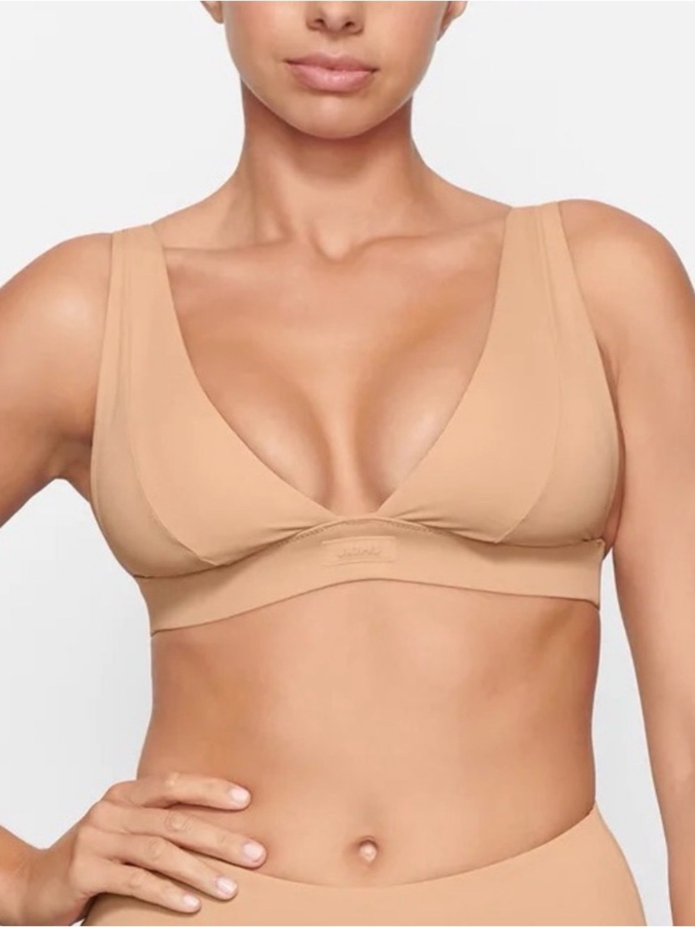 NWT Skims Recycled Swim Plunge Bikini Top Ochre L Large